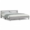 Estructura de cama cabecero y luces LED gris Sonoma 180x200 cm