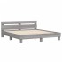 Estructura de cama cabecero y luces LED gris Sonoma 180x200