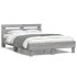 Estructura de cama cabecero y luces LED gris Sonoma 120x190