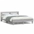 Estructura de cama cabecero y luces LED gris Sonoma 140x200