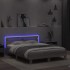 Estructura de cama cabecero y luces LED gris Sonoma 140x200