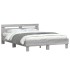 Estructura de cama cabecero y luces LED gris Sonoma 140x200