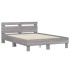 Estructura de cama cabecero y luces LED gris Sonoma 135x190