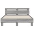 Estructura de cama cabecero y luces LED gris Sonoma 135x190