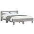 Estructura de cama cabecero y luces LED gris Sonoma 120x200