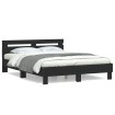 Estructura cama con cabecero madera ingeniería negro 140x190 cm