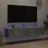 Muebles TV de pared luces LED 2 uds gris hormigón 80x35x31