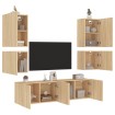 Muebles de TV de pared 6 pzas madera de ingeniería roble Sonoma