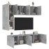 Muebles de TV de pared 5 pzas madera ingeniería gris