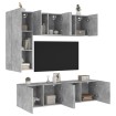 Muebles de TV de pared 5 pzas madera ingeniería gris hormigón