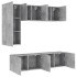 Muebles de TV de pared 5 pzas madera ingeniería gris