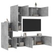 Muebles de TV de pared 5 pzas madera ingeniería gris hormigón