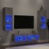 Muebles TV pared con LED 6 pzas madera ingeniería gris