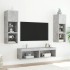 Muebles TV pared con LED 6 pzas madera ingeniería gris