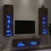 Muebles TV pared con LED 6 pzas madera ingeniería roble ahumado