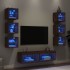 Muebles TV pared con LED 8 pzas madera ingeniería marrón