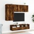 Muebles de TV de pared 4 pzas madera ingeniería roble