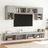 Muebles TV pared con LED 6 pzas madera ingeniería gris