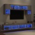 Muebles TV pared con LED 6 pzas madera ingeniería gris