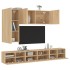 Muebles de TV de pared 5 pzas madera de ingeniería roble