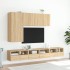 Muebles de TV de pared 5 pzas madera de ingeniería roble