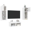 Muebles de TV de pared con luces LED 4 piezas blanco