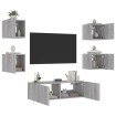 Muebles de TV de pared con luces LED 5 piezas gris Sonoma