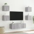 Muebles de TV de pared con luces LED 5 piezas gris