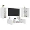 Muebles de TV de pared con luces LED 3 piezas blanco