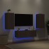 Muebles de TV de pared con luces LED 3 piezas marrón