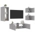 Muebles de TV de pared con luces LED 4 piezas gris