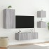 Muebles de TV de pared con luces LED 4 piezas gris