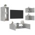 Muebles de TV de pared con luces LED 4 piezas gris