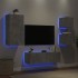 Muebles de TV de pared con luces LED 4 piezas gris