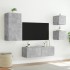 Muebles de TV de pared con luces LED 4 piezas gris