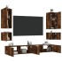 Muebles de TV de pared con luces LED 6 piezas roble