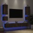 Muebles de TV de pared con luces LED 6 piezas roble