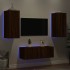 Muebles TV pared con LED 4 pzas madera ingeniería marrón