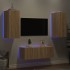 Muebles TV pared con LED 4 pzas madera ingeniería roble