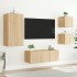 Muebles TV pared con LED 5 pzas madera ingeniería roble