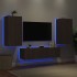 Muebles TV pared con LED 4 pzas madera ingeniería marrón