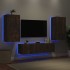 Muebles TV pared con LED 4 pzas madera ingeniería roble