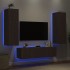 Muebles TV pared con LED 6 pzas madera ingeniería marrón