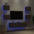 Muebles TV pared con LED 6 pzas madera ingeniería marrón