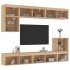 Muebles TV pared con LED 8 pzas madera ingeniería roble