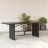 Mesa de jardín superficie de vidrio ratán PE negro 190x80x74