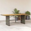 Mesa de jardín superficie de madera ratán PE gris 190x80x74 cm