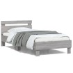 Estructura de cama cabecero luces LED gris Sonoma 100x200 cm