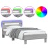 Estructura de cama cabecero luces LED gris Sonoma 100x200