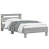 Estructura de cama cabecero luces LED gris Sonoma 100x200